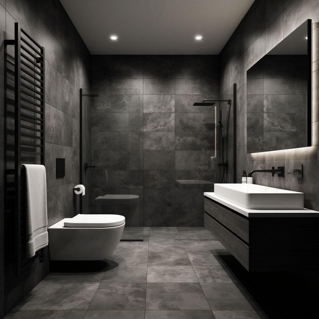 темная ванная их керамогранита